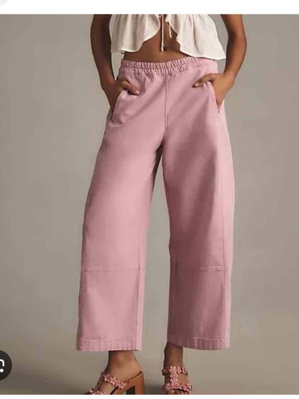 Anthropologie Pink Wide-Leg Cropped Pants